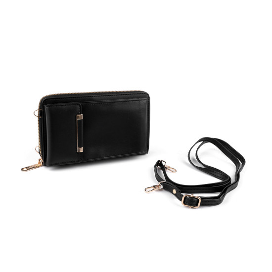 Crossbody-geldbörse mit handytasche, 11 x 17 cm - Schwarz (1 Stück) Crossbody-geldbörse mit handytasche, 11 x 17 cm - Schwarz (1 Stück)