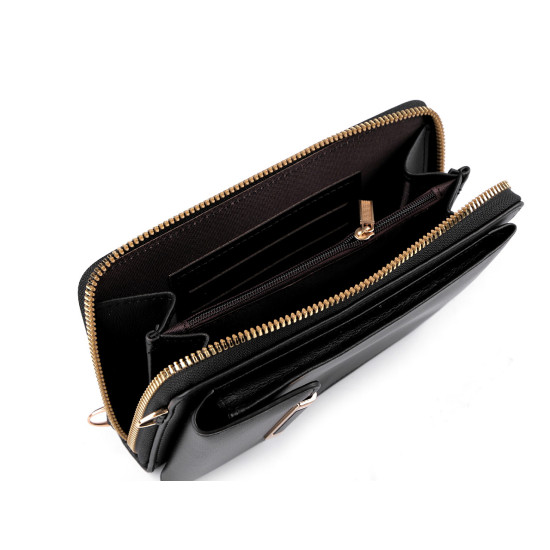 Crossbody-geldbörse mit handytasche, 11 x 17 cm - Schwarz (1 Stück) Crossbody-geldbörse mit handytasche, 11 x 17 cm - Schwarz (1 Stück)