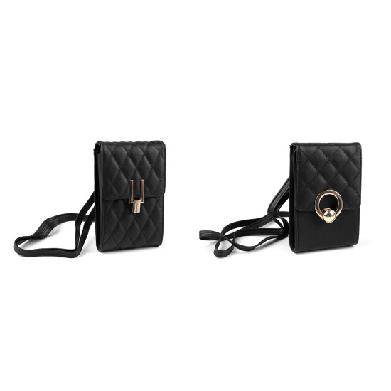 Crossbody-geldbörse mit handytasche, 11 x 17 cm - Schwarz (1 Stück) Crossbody-geldbörse mit handytasche, 11 x 17 cm - Schwarz (1 Stück)