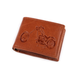 Férfi pénztárca bőr, halásznak, motorosnak 9,5x12 cm - Barna konyak (1 Darab)
