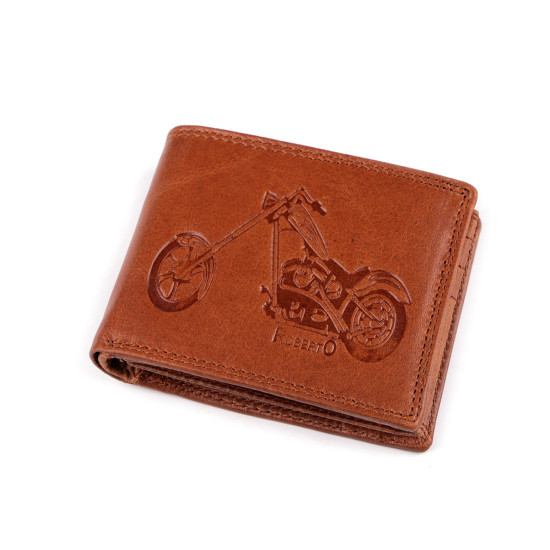 Férfi pénztárca bőr, halásznak, motorosnak 9,5x12 cm - Barna konyak (1 Darab) Férfi pénztárca bőr, halásznak, motorosnak 9,5x12 cm - Barna konyak (1 Darab)