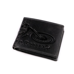 Férfi pénztárca bőr, halásznak, motorosnak 9,5x12 cm - Fekete (1 Darab)