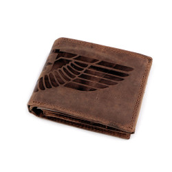 Férfi pénztárca bőr, halásznak, motorosnak 9,5x12 cm - Barna (1 Darab)