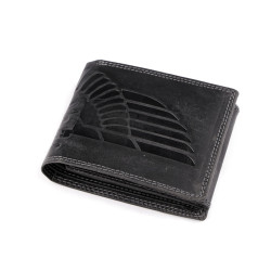 Férfi pénztárca bőr, halásznak, motorosnak 9,5x12 cm - Fekete (1 Darab)