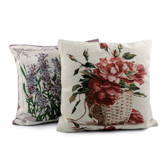 Tapestry type pillow cover - lavender, rose 45x45 cm - Burlap (4 Pieces) Tapestry type pillow cover - lavender, rose 45x45 cm - Burlap (4 Pieces)