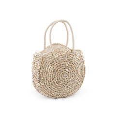 Crocheted raffia handbag with zipper 33x37 cm - Ecru light (1 Piece)