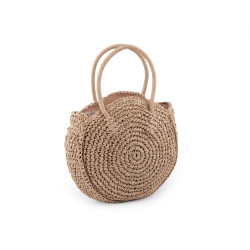 Crocheted raffia handbag with zipper 33x37 cm - Natural burlap (1 Piece)