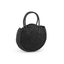 Crocheted raffia handbag with zipper 33x37 cm - Black (1 Piece)