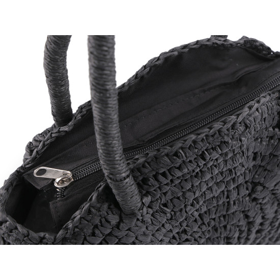Crocheted raffia handbag with zipper 33x37 cm - Ecru light (1 Piece) Crocheted raffia handbag with zipper 33x37 cm - Ecru light (1 Piece)