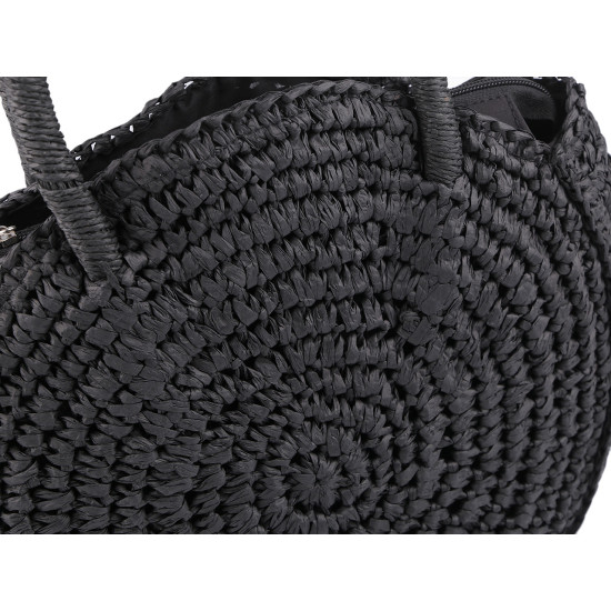 Crocheted raffia handbag with zipper 33x37 cm - Ecru light (1 Piece) Crocheted raffia handbag with zipper 33x37 cm - Ecru light (1 Piece)