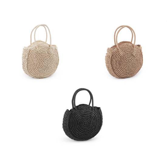 Crocheted raffia handbag with zipper 33x37 cm - Ecru light (1 Piece) Crocheted raffia handbag with zipper 33x37 cm - Ecru light (1 Piece)