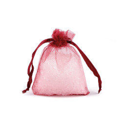 Woreczek podarunkowy 7x9 cm organza - Bordo (100 Sztuki)