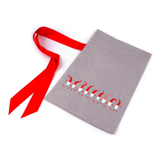Sac cadeau avec nœud, 26 x 35 cm, imitation jute - Gris clair (1 Pièce)