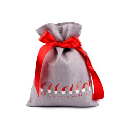 Bolsa de regalo con lazo 26x35 cm, imitación de yute - Gris claro (1 Pieza)