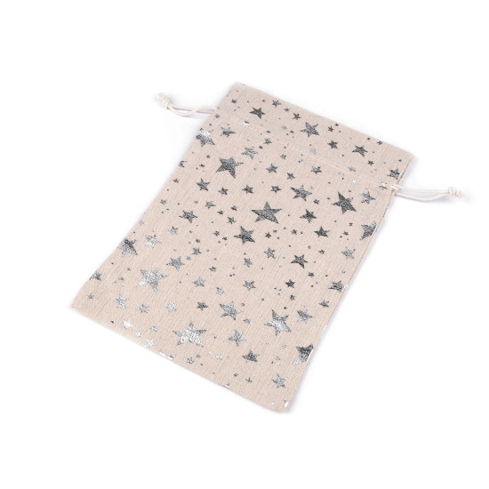 Woreczek podarunkowy lniany 20x30 cm metaliczne gwiazdy - Naturalny (10 Sztuki) Woreczek podarunkowy lniany 20x30 cm metaliczne gwiazdy - Naturalny (10 Sztuki)