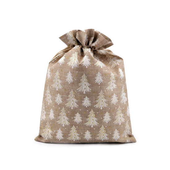 Sac cadeau de noël avec paillettes, 30 x 40 cm, imitation jute - Ecru natural (1 Pièce) Sac cadeau de noël avec paillettes, 30 x 40 cm, imitation jute - Ecru natural (1 Pièce)