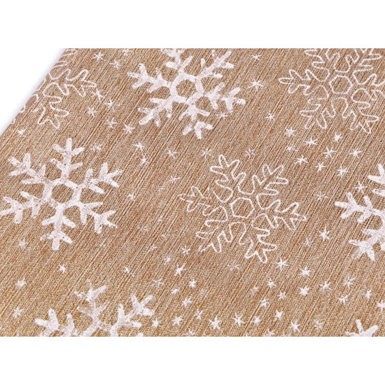 Vánoční dárkový pytlík vločky brokátový potisk 20x30 cm - Zlatá (1 Kus) Vánoční dárkový pytlík vločky brokátový potisk 20x30 cm - Zlatá (1 Kus)