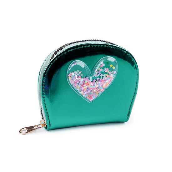 Girl's wallet, heart with sand sequins 10.5x13 cm - Blue light (1 Piece) Girl's wallet, heart with sand sequins 10.5x13 cm - Blue light (1 Piece)