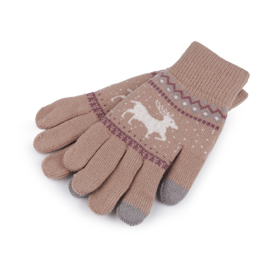 Knitted gloves with lining, unisex, touch-screen - Pink (1 Pair) Knitted gloves with lining, unisex, touch-screen - Pink (1 Pair)