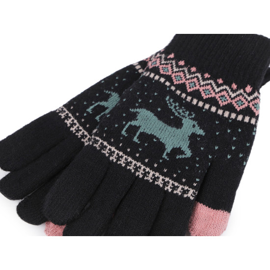 Knitted gloves with lining, unisex, touch-screen - Pink (1 Pair) Knitted gloves with lining, unisex, touch-screen - Pink (1 Pair)