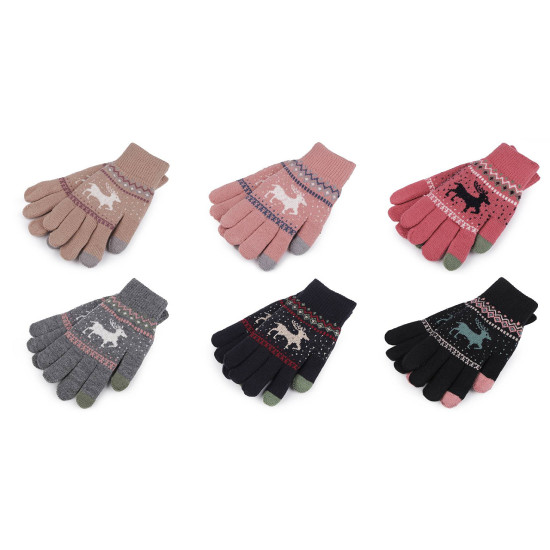 Knitted gloves with lining, unisex, touch-screen - Pink (1 Pair) Knitted gloves with lining, unisex, touch-screen - Pink (1 Pair)