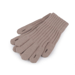 Knitted gloves with holes for touch devices - Beige (1 Pair)