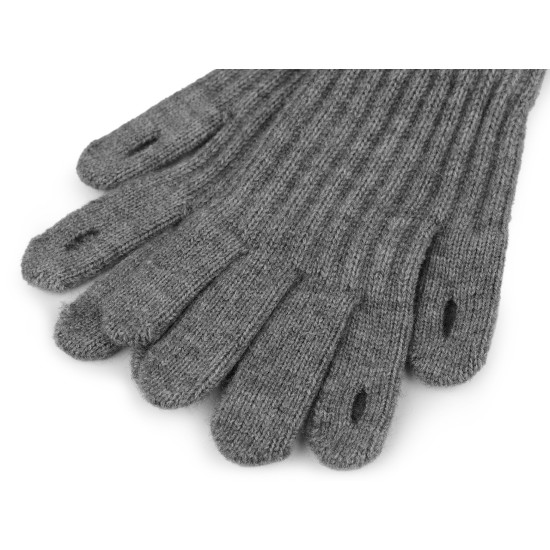 Knitted gloves with holes for touch devices - Grey (3 Pairs) Knitted gloves with holes for touch devices - Grey (3 Pairs)