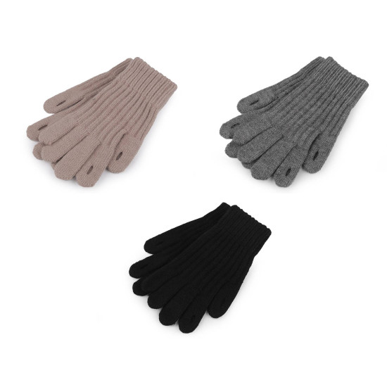 Knitted gloves with holes for touch devices - Grey (3 Pairs) Knitted gloves with holes for touch devices - Grey (3 Pairs)