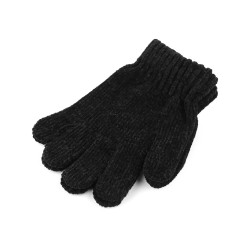 Children's chenille gloves - Black (1 Pair)