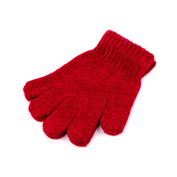 Children's chenille gloves - Red (1 Pair)