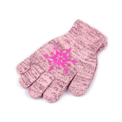 Girls' knitted gloves with snowflake - Vintage pink (1 Pair)