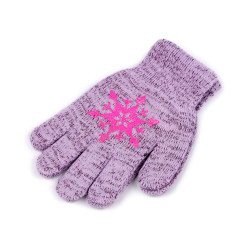 Girls' knitted gloves with snowflake - Violet lilac (1 Pair)