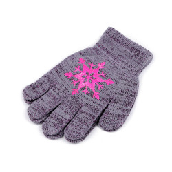 Girls' knitted gloves with snowflake - Grey (1 Pair)
