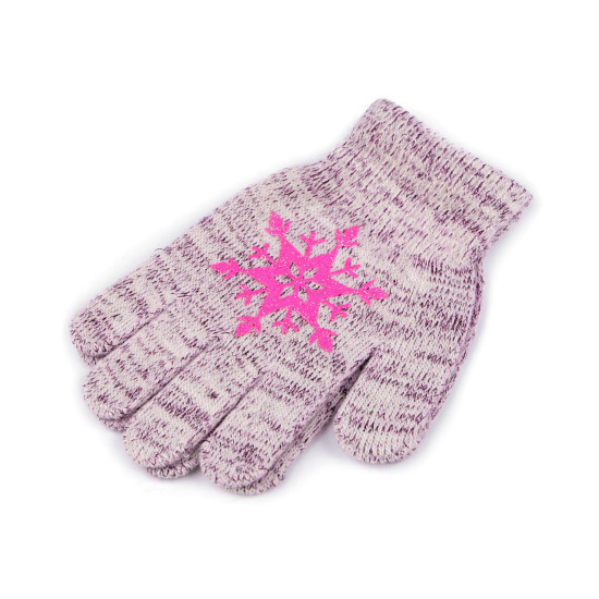 Girls' knitted gloves with snowflake - Grey (1 Pair) Girls' knitted gloves with snowflake - Grey (1 Pair)