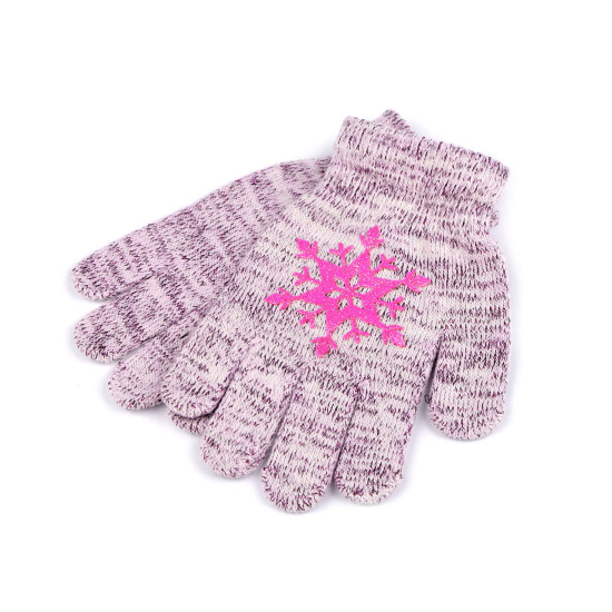 Girls' knitted gloves with snowflake - Grey (1 Pair) Girls' knitted gloves with snowflake - Grey (1 Pair)