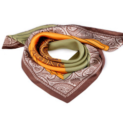 Satintuch paisley 70 x 70 cm - Cognac-braun (1 Stück)