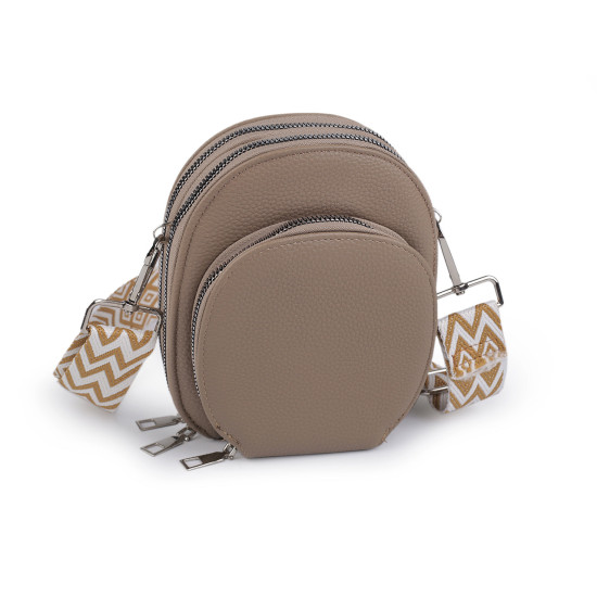 Női / lányos crossbody táska pánttal 14x19 cm - Sötét bézs (1 Darab) Női / lányos crossbody táska pánttal 14x19 cm - Sötét bézs (1 Darab)