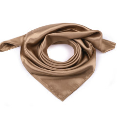 Plain satin scarf 60x60 cm - Darkbeige (1 Piece)