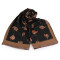 Châle/foulard type cachemire à franges, fleurs, 65 x 190 cm - Chameau beige (1 Pièce)