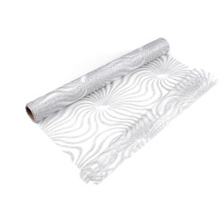 Organza s glitry šíře 48 cm - Stříbrná (1 Metr)