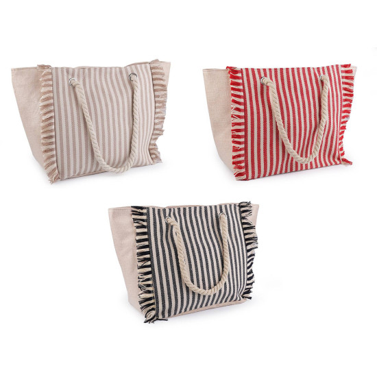 Summer bag with stripes 33x52 cm - Red (1 Piece) Summer bag with stripes 33x52 cm - Red (1 Piece)