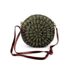 Crocheted crossbody handbag ø25 cm, raffia - Frosty green (1 Piece)