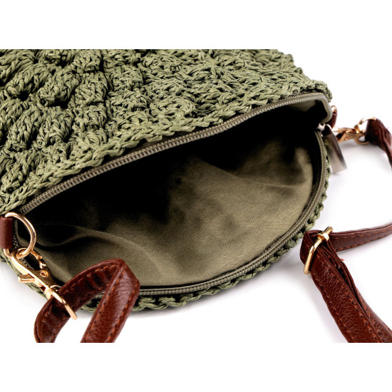 Crocheted crossbody handbag ø25 cm, raffia - Frosty green (1 Piece) Crocheted crossbody handbag ø25 cm, raffia - Frosty green (1 Piece)