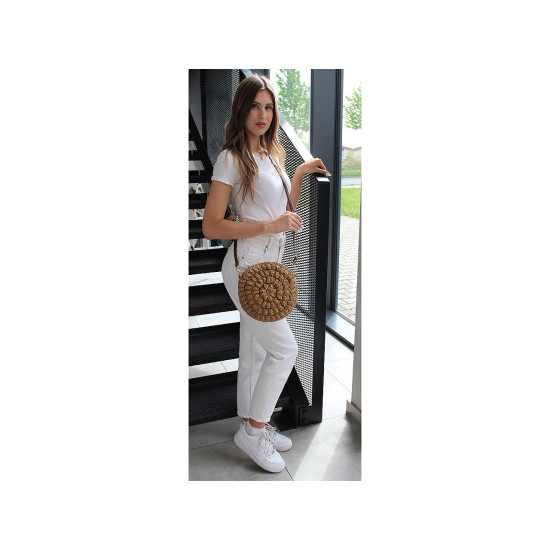 Crocheted crossbody handbag ø25 cm, raffia - Frosty green (1 Piece) Crocheted crossbody handbag ø25 cm, raffia - Frosty green (1 Piece)