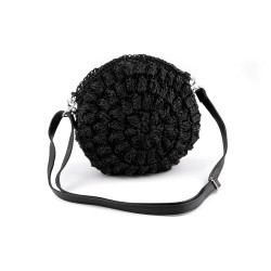 Crocheted crossbody handbag ø25 cm, raffia - Black (1 Piece)