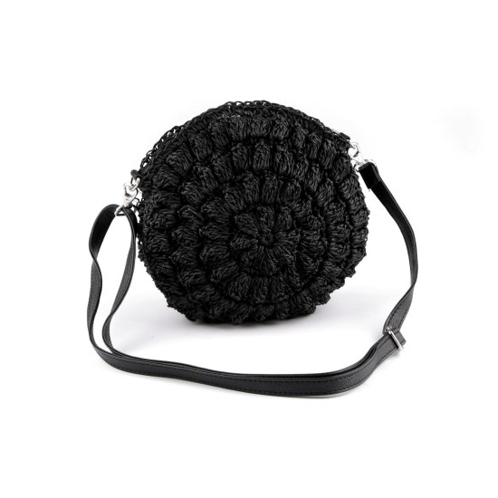 Crocheted crossbody handbag ø25 cm, raffia - Frosty green (1 Piece) Crocheted crossbody handbag ø25 cm, raffia - Frosty green (1 Piece)