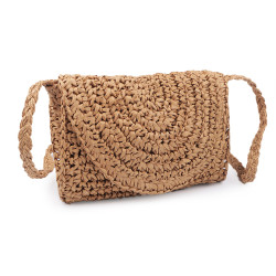 Crocheted raffia handbag - crossbody bag 16x21 cm - Natural medium (1 Piece)