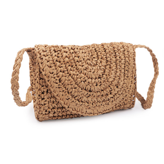 Crocheted raffia handbag - crossbody bag 16x21 cm - Natural medium (1 Piece) Crocheted raffia handbag - crossbody bag 16x21 cm - Natural medium (1 Piece)
