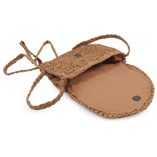 Crocheted raffia handbag - crossbody bag 16x21 cm - Natural medium (1 Piece) Crocheted raffia handbag - crossbody bag 16x21 cm - Natural medium (1 Piece)