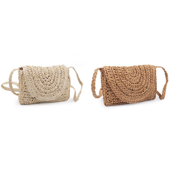 Crocheted raffia handbag - crossbody bag 16x21 cm - Natural medium (1 Piece) Crocheted raffia handbag - crossbody bag 16x21 cm - Natural medium (1 Piece)